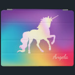 Cubierta De iPad Ombre Holográfico Iridesano Unicornio Magnético<br><div class="desc">Unicornio mágico adorable. Un diseño elegante y refinado</div>