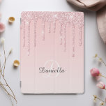 Cubierta De iPad Purpurina de parkle rosa Rubor personalizado moder<br><div class="desc">Color rosa ruidoso moderno,  con un efecto de goteo purpurina brillante. Personaliza con tu nombre y monograma. Diseño© Rosalind Moore,  Diseños de la Lane de cerezos.</div>
