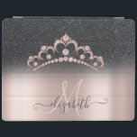 Cubierta De iPad Purpurina negro Ombre Rosa Gold Tiara Diamonds<br><div class="desc">Elegante negro purpurina oscuro,  y tiara de diamantes sobre un rosa dorado. Un diseño elegante y refinado.</div>