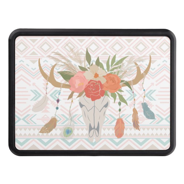 Cubierta de la garganta del cráneo Boho Floral Cow (Anverso)
