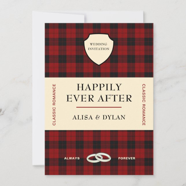 CUBIERTA DE LIBROS DE TARTÁN ESCOCIA| INVITACIÓN D (Anverso)