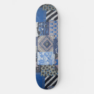 Cubierta de monopatín de patchwork azul