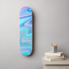 Cubierta de monopatín de rayas fluidas turquesa y 