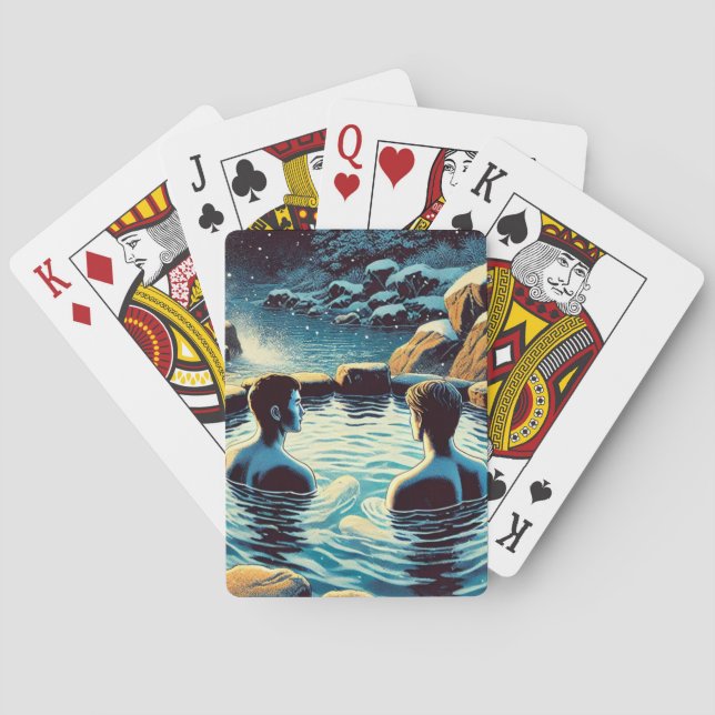 Cubierta de naipes - Hombres jóvenes en onsen (Reverso)