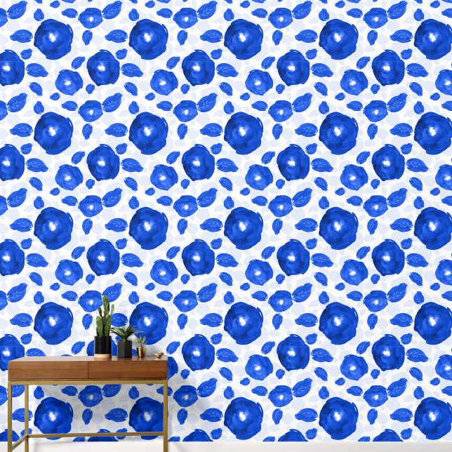 Cubierta de pared de rosas blancas azules (Pasillo)