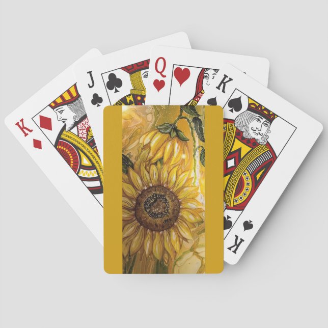 Cubierta de pintura con girasol para jugar cartas (Reverso)