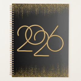 Cubierta de Planificador 2026 Negro y Dorado Minim