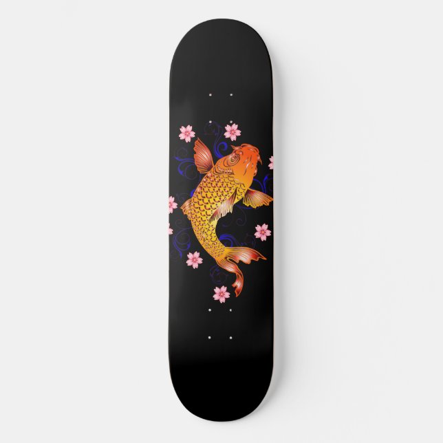 Cubierta de skateboard con flores de cerezo de pes (Anverso)