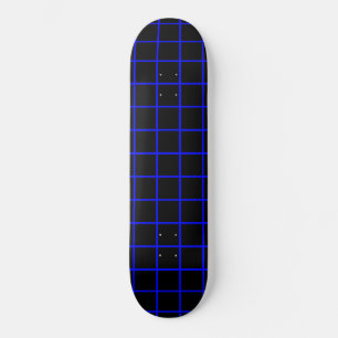Cubierta de skateboard con patrón de rejilla azul