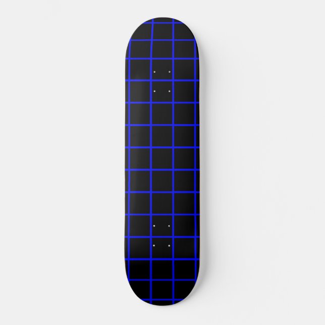 Cubierta de skateboard con patrón de rejilla azul  (Anverso)
