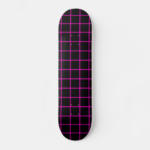 Cubierta de skateboard con patrón de rejilla rosa