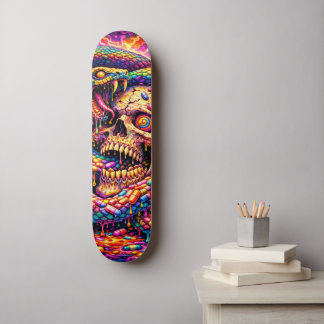 Cubierta de skateboard de cráneo serpiente psicodé