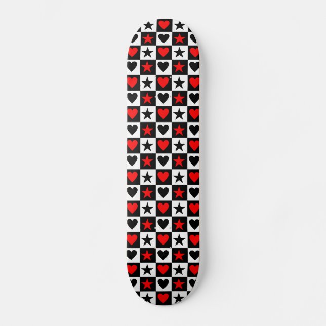Cubierta de skateboard Emo Hearts & Stars (Anverso)
