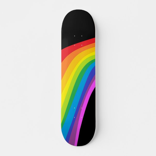 Cubierta de skateboard negra con diseño de arcoiri (Anverso )