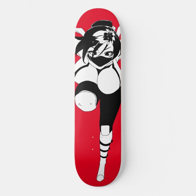 Cubierta de skateboard Ninja Anime Chica (Anverso)