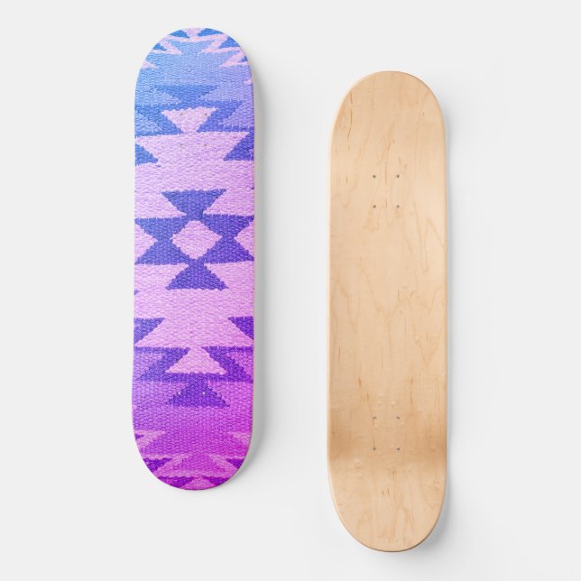 Cubierta de Skateboard Southwestern Azul vibrante  (Anverso)