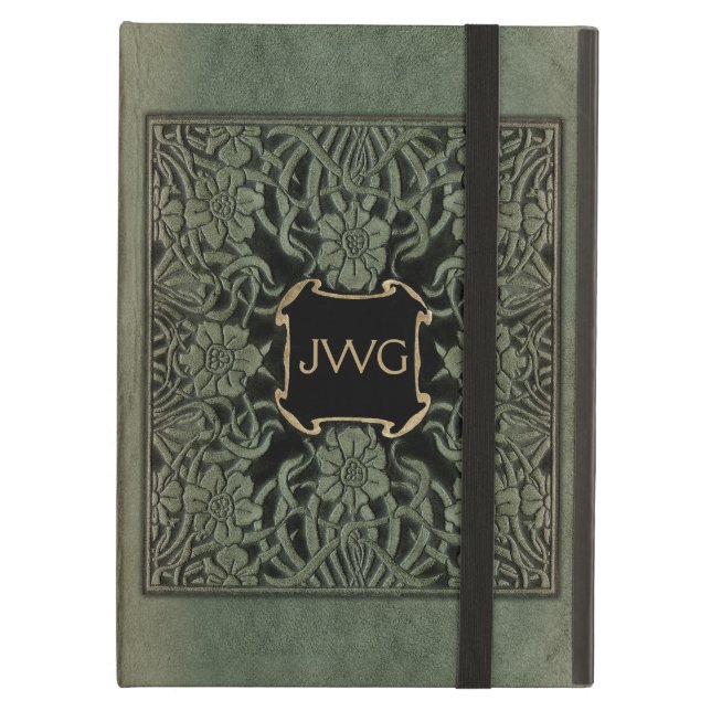 Cubierta del libro de monografías de cuero con her (Anverso)