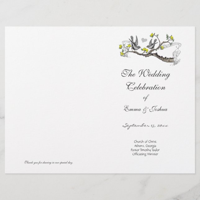 Cubierta del programa Amarillo y Gris de las aves  (Anverso)