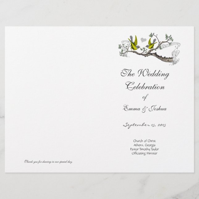 Cubierta del programa Amarillo y Gris de las aves  (Anverso)