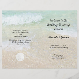 Cubierta del programa de bodas marinas tropicales