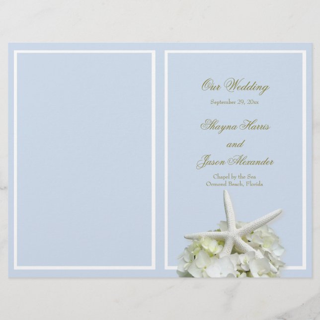 Cubierta del programa de bodas Starfish Garden Sea (Anverso)