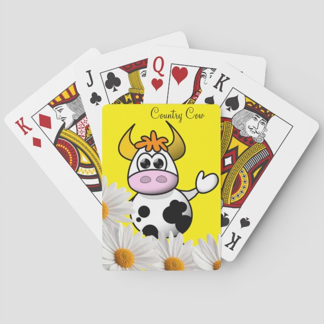 Cubierta floral de cartas de juego de vaca amarill (Reverso)
