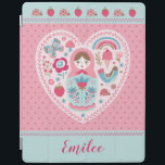 Cubierta inteligente Matryoshka rosa cúpula para i<br><div class="desc">Una linda muñeca de nidificación rusa matyoshka decora esta cubierta inteligente Ipad. La matriyoshka está en forma de corazón,  con pájaros,  mariposas y flores. Bien hecho para volver a la escuela. Personalízalo con tu nombre. Diseñado para ti por Blackberry Boulevard.</div>