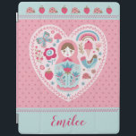 Cubierta inteligente Matryoshka rosa cúpula para i<br><div class="desc">Una linda muñeca de nidificación rusa matyoshka decora esta cubierta inteligente Ipad. La matriyoshka está en forma de corazón,  con pájaros,  mariposas y flores. Bien hecho para volver a la escuela. Personalízalo con tu nombre. Diseñado para ti por Blackberry Boulevard.</div>