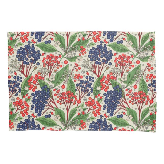 Cubierta japonesa azul y roja Berries Duvet (Anverso)