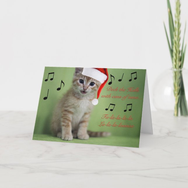 Cubierta la tarjeta de Navidad del gatito de los (Anverso)
