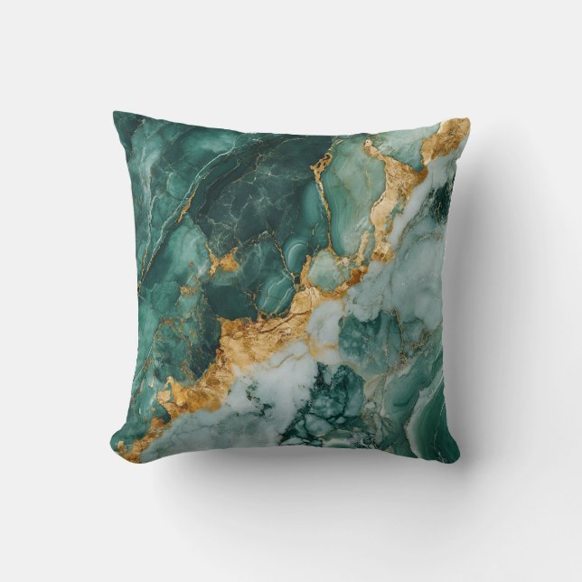 Cubierta lujosa de almohada de mármol verde esmera (Anverso)