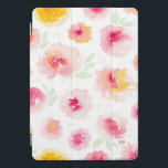 Cubierta monograma iPad Pro del patrón de tonos de<br><div class="desc">Funda iPad pro femenina con patrón de peonías rosadas. Personalice agregando un monograma. El monograma está situado en la parte inferior derecha de la cubierta.</div>