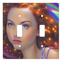 Chica soñado con luces arcoiris