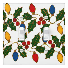 Cubierta Para Interruptor Cloisonne Art Christmas Lights and Holly
