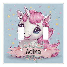 Cubierta Para Interruptor Nombre personalizado de Unicornio, bebé rosa mágic