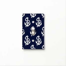 Cubierta Para Interruptor Patrón náutico del Ancla Azul de la Marina