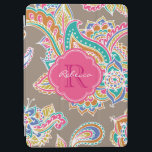 Cubierta Para iPad Air Monograma Bohemian Paisley Personalizado<br><div class="desc">El diseño personalizado incluye un elegante ilustracion de tatuaje de henna bohemia dibujado a mano con flores botánicas y remolinos paisajistas. Haga clic en el botón Ti Personalizar para agregar su nombre y monograma para crear su propio diseño único de un tipo.</div>