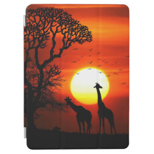 Cubierta Para iPad Air Siluetas africanas de la jirafa de la puesta del