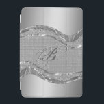 Cubierta Para iPad Mini Aspecto metálico plateado con patrón de diamantes<br><div class="desc">Tonos plateados lustroso metálico con un patrón de diamantes. Personalizado y monograma opcional.</div>