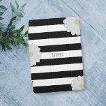 Cubierta Para iPad Mini Bandas negras y blancas Nombre de la margarita cub<br><div class="desc">Añade tu nombre a esta cubierta de iPad atrevida,  rayada en blanco y negro.</div>