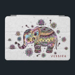 Cubierta Para iPad Mini Bebé elefante floral de color lindo Ilustracion<br><div class="desc">Ilustracion de elefante de bebé floral de color sobre el fondo de los círculos blancos. Personalizable y monograma opcional. Si necesita ayuda para personalizar alguno de mis diseños,  póngase en contacto con el diseñador ArtOnWear. Formato de texto gratuito con ayuda en directo disponible bajo petición.</div>