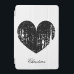 Cubierta Para iPad Mini Estuche de ipad magnético personalizado de corazón<br><div class="desc">Estuche de ipad magnético personalizado de corazón negro. Personalizado con el nombre en texto de script de clase. Símbolo de amor vintage con letras elegantes.</div>