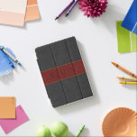 Cubierta Para iPad Mini Impresión simple de cuero blanco negro y rojo<br><div class="desc">Imagen simple de cuero vintage masculino negro y rojo cosido con monograma de personalizable.</div>