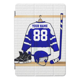 Cubierta Para iPad Pro Jersey azul y blanco personalizado del hockey