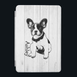 Cubierta Para iPad Mini Selección personalizada del perrito del bulldog<br><div class="desc">Gráfico lindo de una amapola del bulldog francés contra diseño de madera rústico del fondo con el texto/el nombre/la inicial/el monograma adaptables. Usted puede suprimir la imagen de fondo y añadir fácilmente cualquier color usted tiene gusto: Haga clic en el personalizar que él el button> en la parte superior hace...</div>