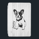 Cubierta Para iPad Mini Selección personalizada del perrito del bulldog<br><div class="desc">Gráfico lindo de una amapola del bulldog francés contra diseño de madera rústico del fondo con el texto/el nombre/la inicial/el monograma adaptables. Usted puede suprimir la imagen de fondo y añadir fácilmente cualquier color usted tiene gusto: Haga clic en el personalizar que él el button> en la parte superior hace...</div>