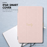 Cubierta Para iPad Mini Simple Modern Blush Pink Polka Dots Gold Monogram<br><div class="desc">This cover is in blush pink with small white polka dots.  Make it yours and personalise it with your name which is in a brass/gold tone colour.</div>