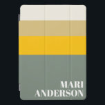 Cubierta Para iPad Pro Audaz Sage Green Yellow Stripes Moderno Personaliz<br><div class="desc">Funda para iPad personalizada y moderna de franjas amarillas verdes de sabio negrita</div>