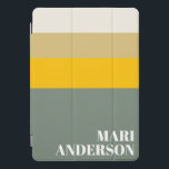 Cubierta Para iPad Pro Audaz Sage Green Yellow Stripes Moderno Personaliz<br><div class="desc">Funda para iPad personalizada y moderna de franjas amarillas verdes de sabio negrita</div>