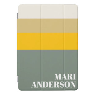 Cubierta Para iPad Pro Audaz Sage Green Yellow Stripes Moderno Personaliz